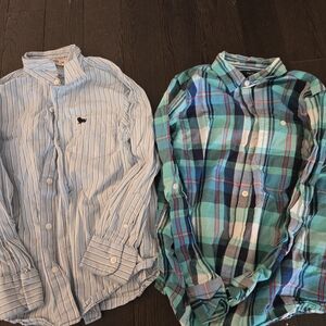 Kids Blue Striped and Plaid Button Down Shirts